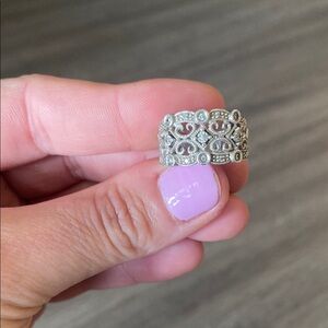 Zales Silver Filigree Ring Intricate Design